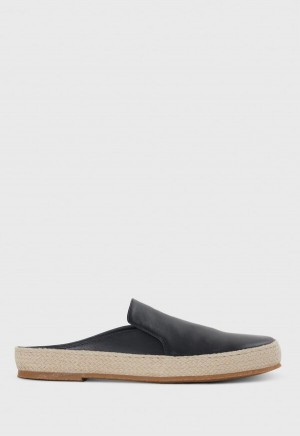 Black Paul Stuart Caribe Leather Espadrille | UK_PAUL34577