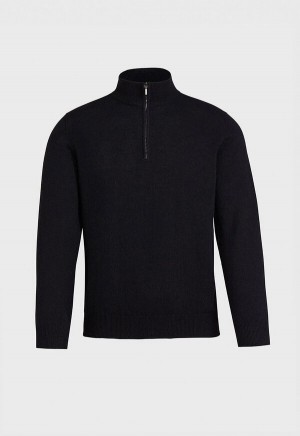 Black Paul Stuart Cashmere 1/4 Zip | UK_PAUL29046