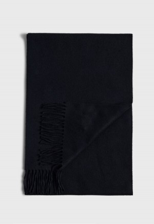 Black Paul Stuart Cashmere Scarf with Fringe | UK_PAUL94729