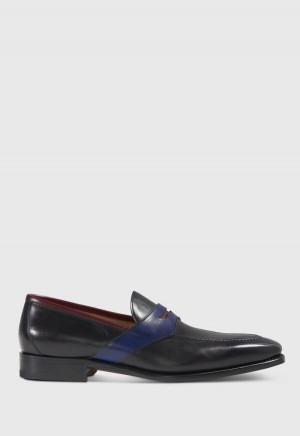 Black Paul Stuart Georgetown Leather Penny | UK_PAUL10833