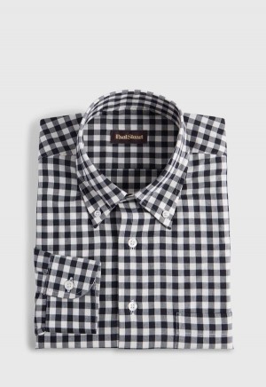 Black Paul Stuart Gingham Flannel | UK_PAUL81036