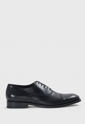 Black Paul Stuart Houston Leather Cap Toe | UK_PAUL69331