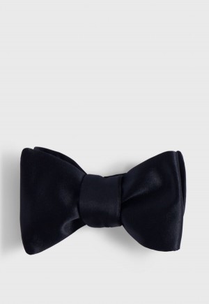 Black Paul Stuart Satin Blunt Edge Bow | UK_PAUL26023