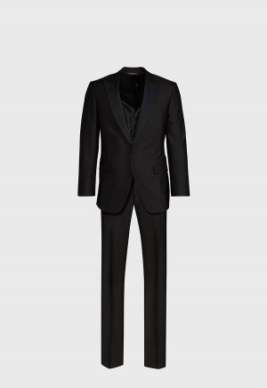 Black Paul Stuart Super 120s Wool Paul Tuxedo | UK_PAUL23095