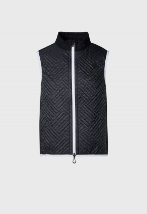 Black Paul Stuart Tonal Parquet Logo Vest | UK_PAUL86044