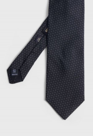 Black Paul Stuart Woven Silk Micro Pattern | UK_PAUL89735