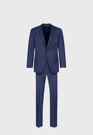 Blue Paul Stuart All Year Wool Nailhead Phillip Suit | UK_PAUL81414