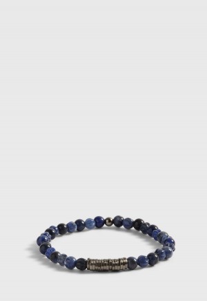 Blue Paul Stuart Blue Sodalite Beads with Black Rhodium Plated Sterling Silver | UK_PAUL12574