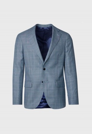 Blue Paul Stuart Cashmere Glen Plaid | UK_PAUL15439