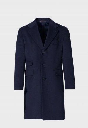 Blue Paul Stuart Cashmere Overcoat | UK_PAUL96564