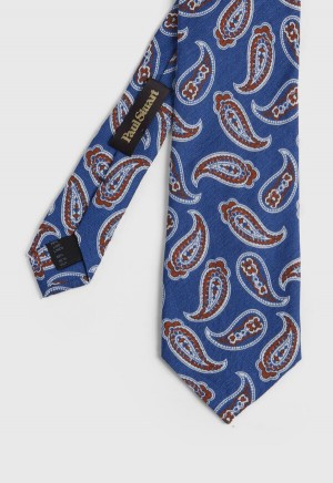 Blue Paul Stuart Linen & Silk Summer Paisley | UK_PAUL86127