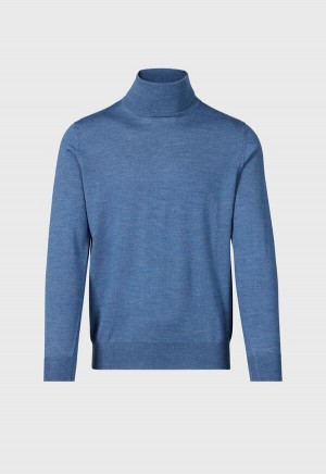 Blue Paul Stuart Merino Wool Turtleneck | UK_PAUL58819