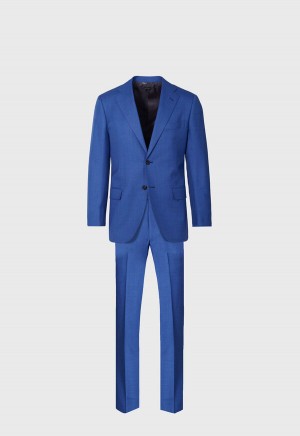 Blue Paul Stuart Mid Blue All Year Wool Suit | UK_PAUL46533