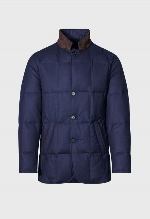 Blue Paul Stuart Quilted Wool Jacket | UK_PAUL11132