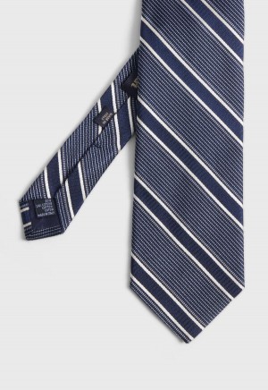 Blue Paul Stuart Silk Jacquard Macclesfield Stripe | UK_PAUL39043