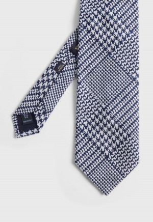 Blue Paul Stuart Silk Jacquard Plaid | UK_PAUL95258