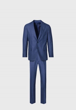 Blue Paul Stuart Super 120s Wool Stripe Suit | UK_PAUL89604