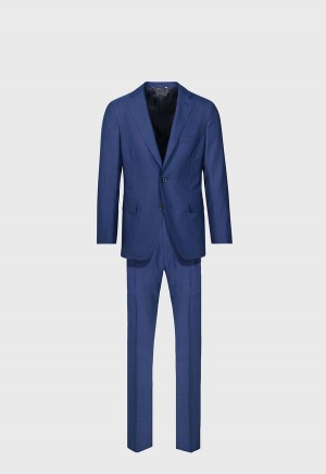 Blue Paul Stuart Wool Pindot Suit | UK_PAUL22950