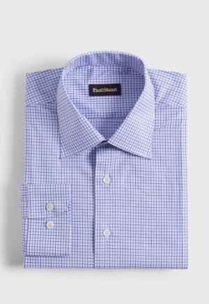 Blue / Purple Paul Stuart Cotton Tattersall | UK_PAUL82255