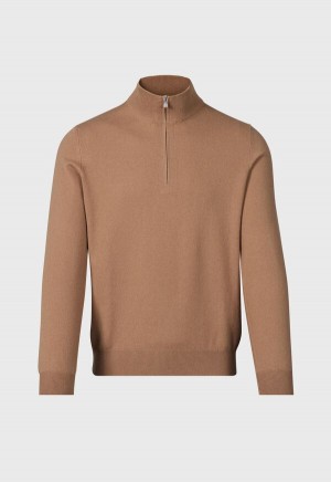 Brown Paul Stuart Cashmere 1/4 Zip | UK_PAUL79531