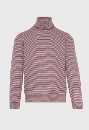 Brown Paul Stuart Cashmere Stripe Turtleneck | UK_PAUL50280