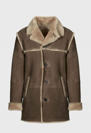 Brown Paul Stuart Classic Shearling Coat | UK_PAUL76147