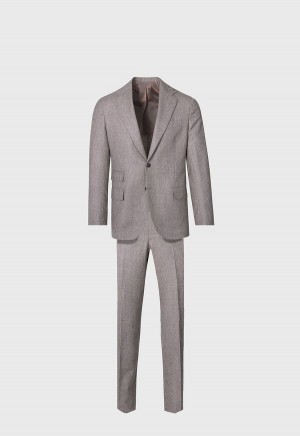 Brown Paul Stuart Glen Plaid Wool Suit | UK_PAUL60776