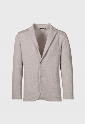 Brown Paul Stuart Linen Cotton Piqué Knit Blazer | UK_PAUL91892