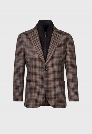 Brown Paul Stuart Plaid with Removable Vest | UK_PAUL70463