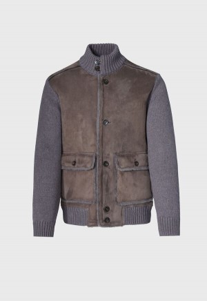 Brown Paul Stuart Shearling and Knit Blouson Jacket | UK_PAUL85767