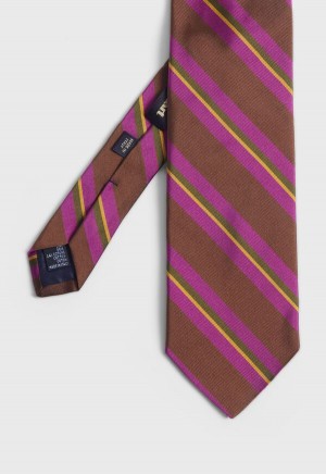 Brown Paul Stuart Silk Mogador Stripe | UK_PAUL31546