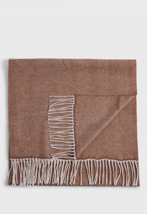 Brown Paul Stuart Wool Chevron Scarf | UK_PAUL83907