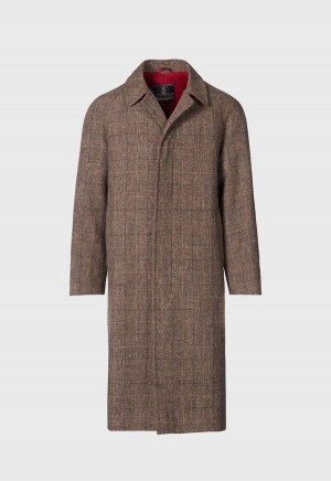 Brown Paul Stuart Wool Parquet Kensington Coat | UK_PAUL59817