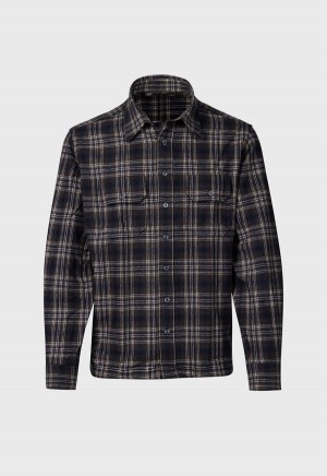 Brown Paul Stuart Wool Plaid Overshirt | UK_PAUL42061