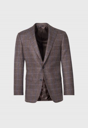 Brown / Blue Paul Stuart Cashmere Windowpane Paul | UK_PAUL69374