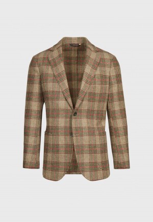 Brown / Green Paul Stuart Plaid Wool Soft Constructed | UK_PAUL78459