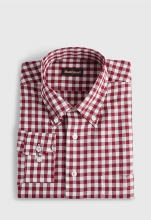 Burgundy Paul Stuart Gingham Flannel | UK_PAUL32721