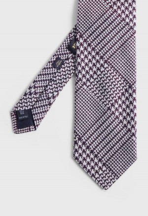 Burgundy Paul Stuart Silk Jacquard Plaid | UK_PAUL81575