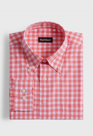 Coral Paul Stuart Cotton Gingham | UK_PAUL14663