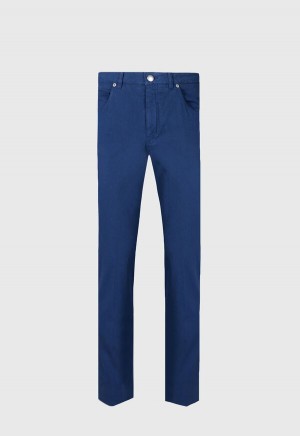 Dark Blue Paul Stuart Cotton Five Pocket | UK_PAUL79407