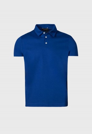 Dark Blue Paul Stuart Cotton Pique Short Sleeve | UK_PAUL37929