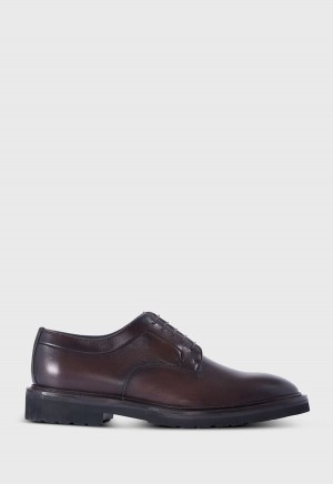 Dark Brown Paul Stuart Bartlett Leather Derby | UK_PAUL38224