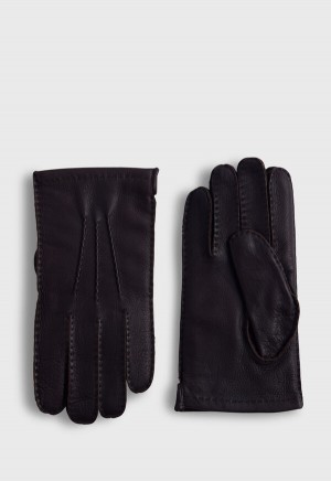 Dark Brown Paul Stuart Deerskin Glove | UK_PAUL26317