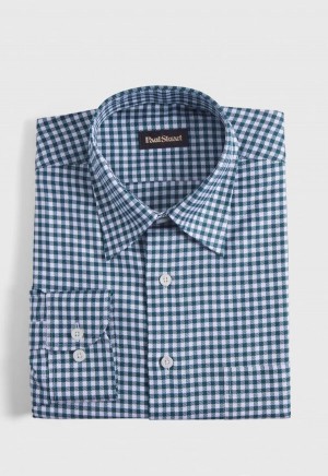 Dark Green Paul Stuart Gingham Check Twill | UK_PAUL77768