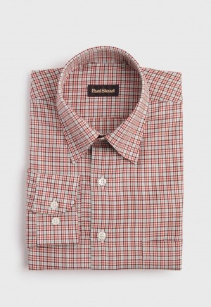 Dark Red Paul Stuart Mini Houndstooth Flannel | UK_PAUL23261