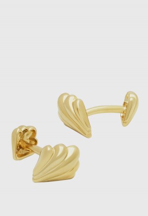 Gold Paul Stuart Gold Double Shell Cufflinks | UK_PAUL31615