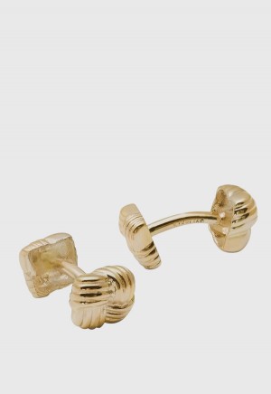 Gold Paul Stuart Gold Vermeil Basketweave Cufflinks | UK_PAUL78994