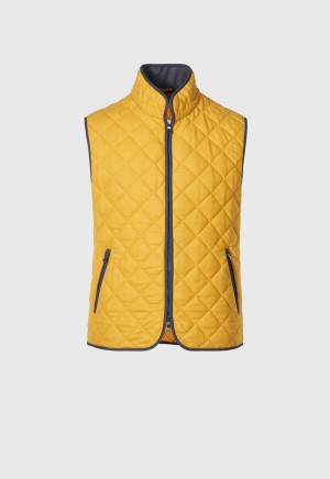 Gold Paul Stuart Quilted Wool Flannel Vest | UK_PAUL87714