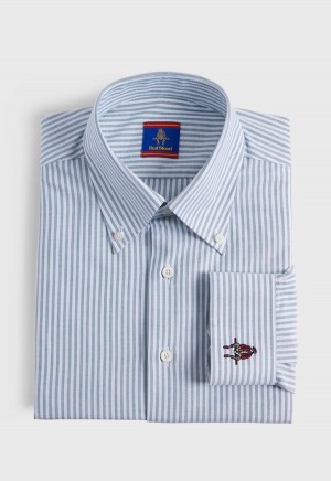 Green Paul Stuart Cotton Oxford Stripe | UK_PAUL65142