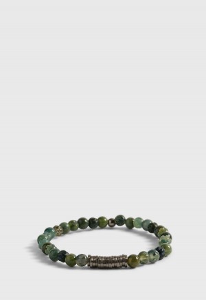 Green Paul Stuart Green Agate Beaded Bracelet | UK_PAUL13645